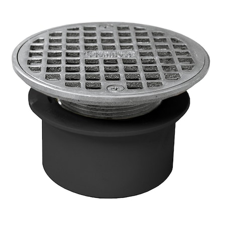 Jones Stephens 3in. PVC Inside Pipe Fit Drain Base with 2in. Metal Spud and 6in. Chrome Plated Strainer D53186